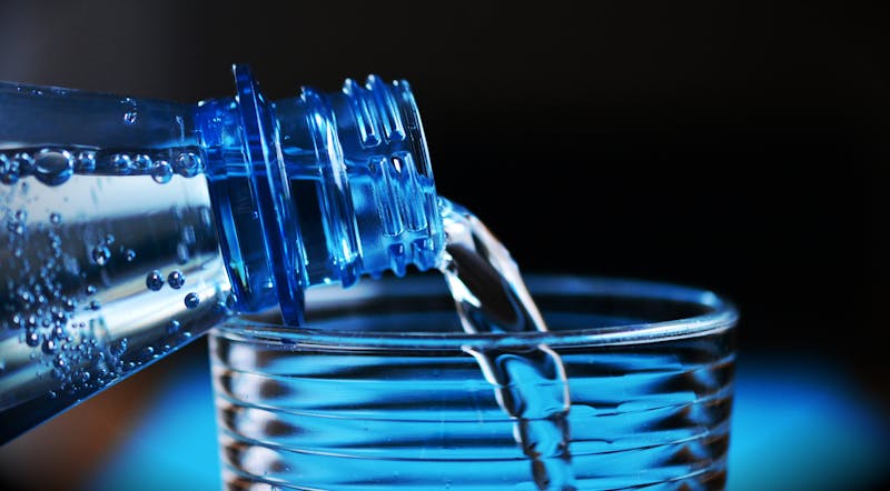 Sparkling water bottles in cooler